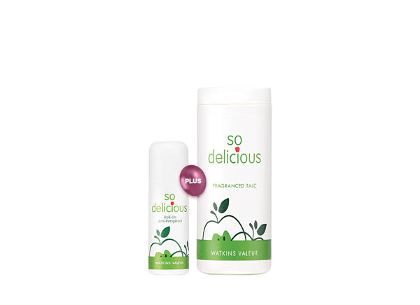 So Delicious Fragranced Talc PLUS So Delicious Anti- Perspirant Roll-On 50ml