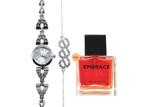 Ladies Watch and Bracelet Set Boxed FREE Embrace Eau De Parfum 30ml