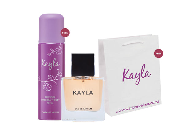 Kayla Eau De Parfum FREE Kayla Deodorant Spray 120ml FREE Kayla Medium Gift Bag