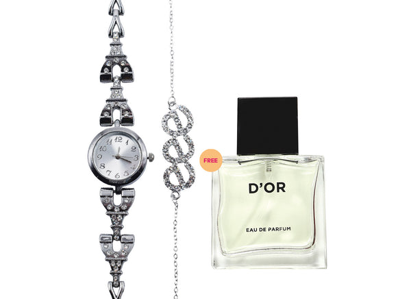 Watch and Bracelet Set Boxed FREE D'or Eau De Parfum 30ml